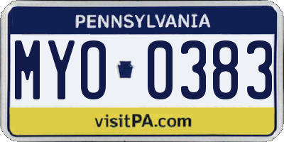 PA license plate MYO0383