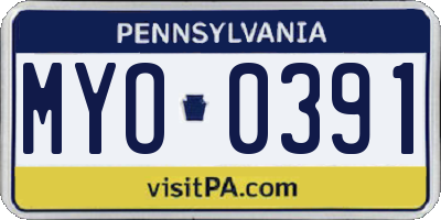 PA license plate MYO0391