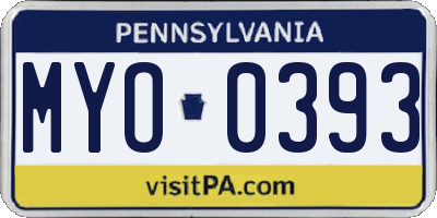 PA license plate MYO0393