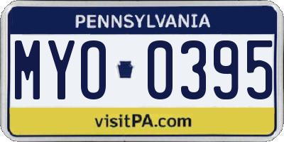 PA license plate MYO0395