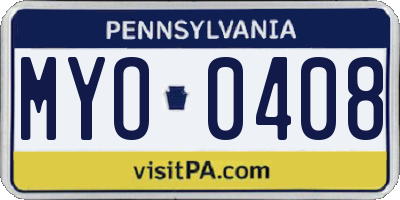 PA license plate MYO0408