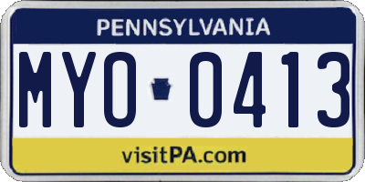 PA license plate MYO0413