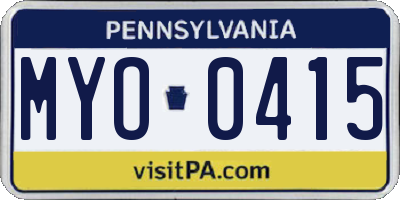 PA license plate MYO0415