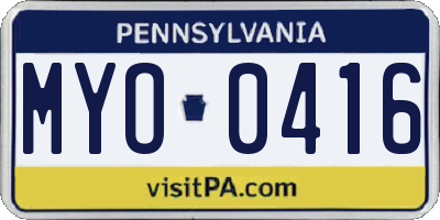 PA license plate MYO0416