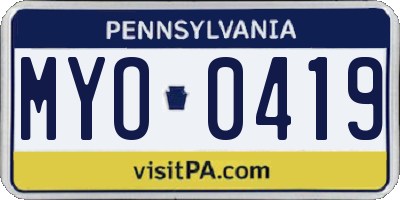 PA license plate MYO0419