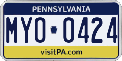 PA license plate MYO0424