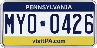 PA license plate MYO0426