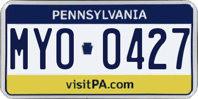 PA license plate MYO0427
