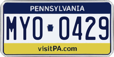 PA license plate MYO0429
