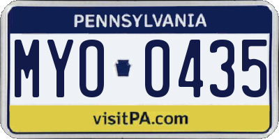 PA license plate MYO0435