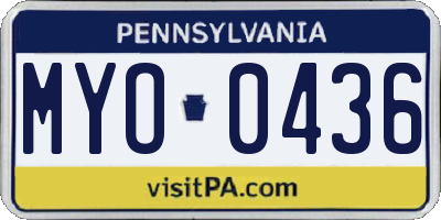 PA license plate MYO0436