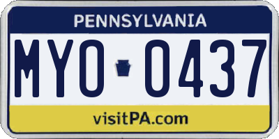 PA license plate MYO0437