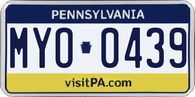 PA license plate MYO0439