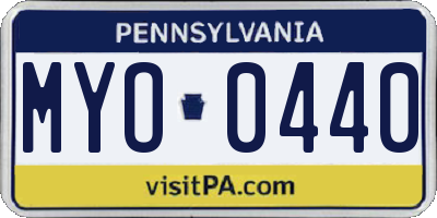 PA license plate MYO0440
