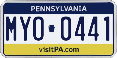 PA license plate MYO0441