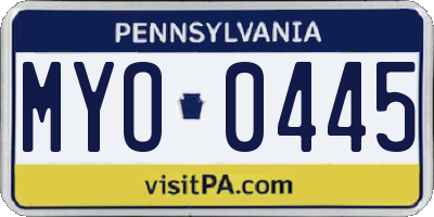 PA license plate MYO0445
