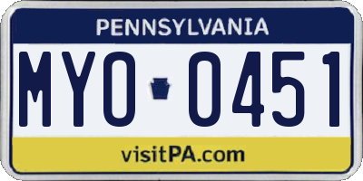 PA license plate MYO0451