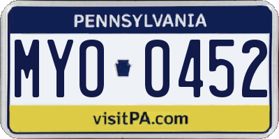 PA license plate MYO0452