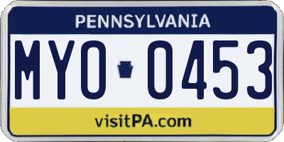 PA license plate MYO0453