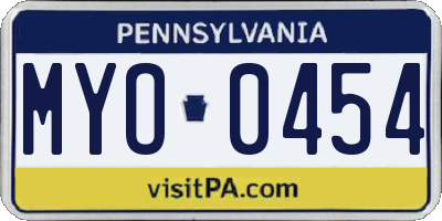 PA license plate MYO0454