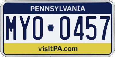 PA license plate MYO0457