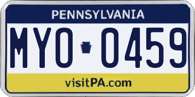 PA license plate MYO0459