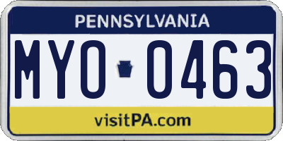PA license plate MYO0463