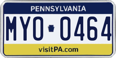 PA license plate MYO0464