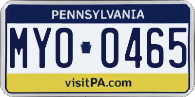 PA license plate MYO0465