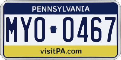 PA license plate MYO0467