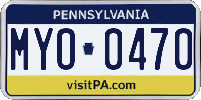 PA license plate MYO0470