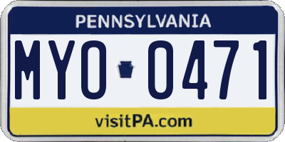 PA license plate MYO0471