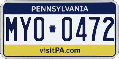 PA license plate MYO0472