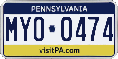 PA license plate MYO0474