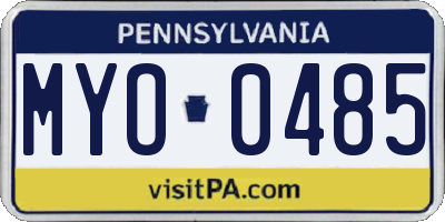 PA license plate MYO0485