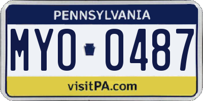 PA license plate MYO0487