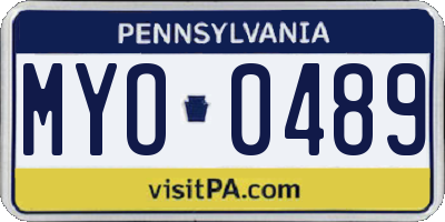 PA license plate MYO0489