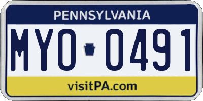 PA license plate MYO0491