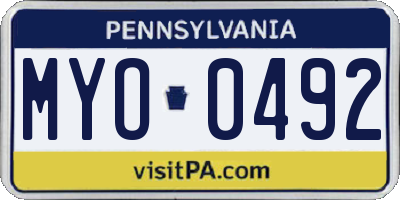 PA license plate MYO0492