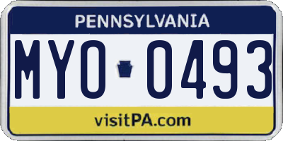 PA license plate MYO0493