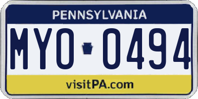 PA license plate MYO0494