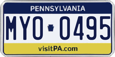 PA license plate MYO0495