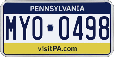 PA license plate MYO0498