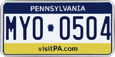 PA license plate MYO0504