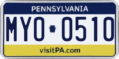 PA license plate MYO0510