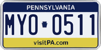 PA license plate MYO0511