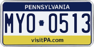 PA license plate MYO0513