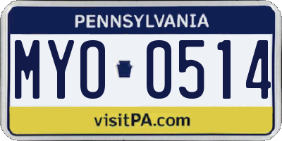 PA license plate MYO0514