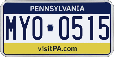 PA license plate MYO0515