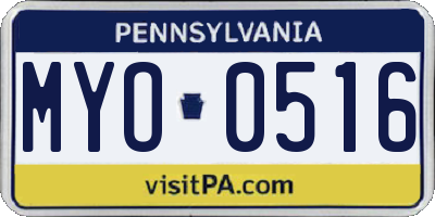 PA license plate MYO0516